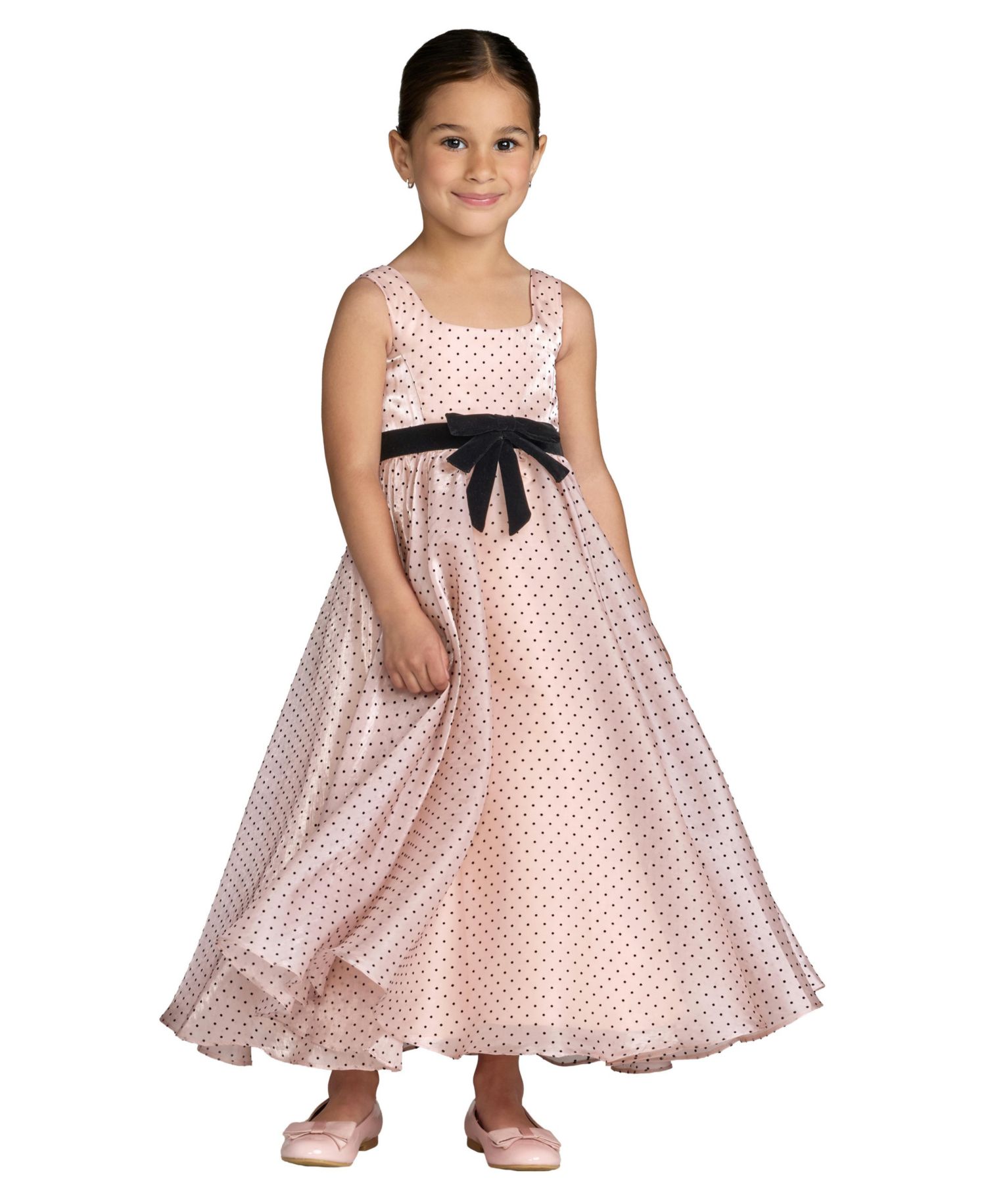 Girls' 4-16 Polka Dot Square Neck Maxi Dress