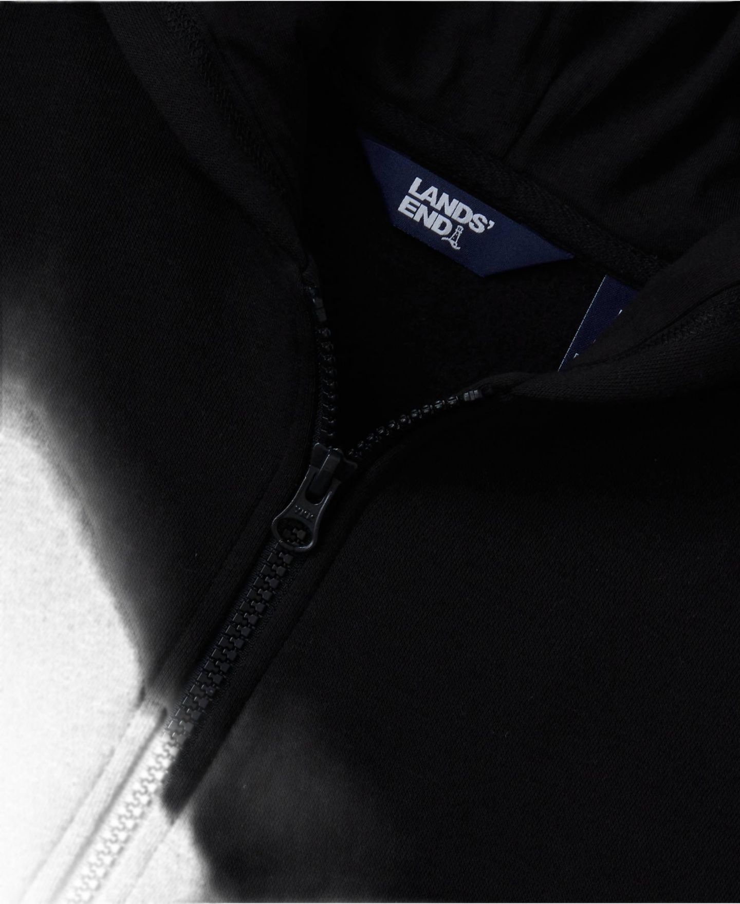 Худи Lands' End Long-Sleeve Cotton-Blend Fleece Full-Zip with Kangaroo Pocket для девочек, цвет: Чёрный — фото 3