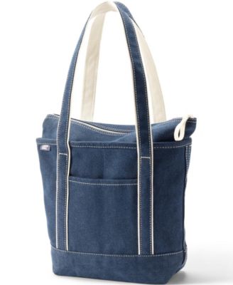 Medium Denim Long Handle Zip Top Tote Bag