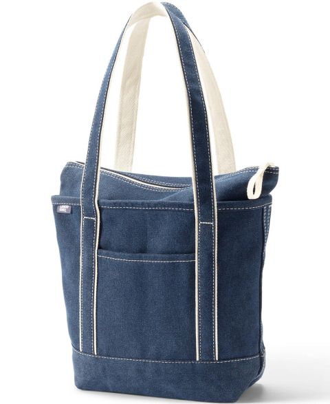 Сумка Lands' End Medium Denim Long Handle Zip Top, цвет: Средняя варка джинсовый