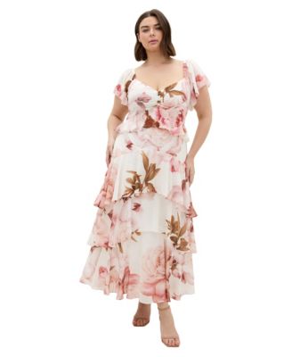 Plus Size Sienna Floral-Print Tiered Maxi Dress