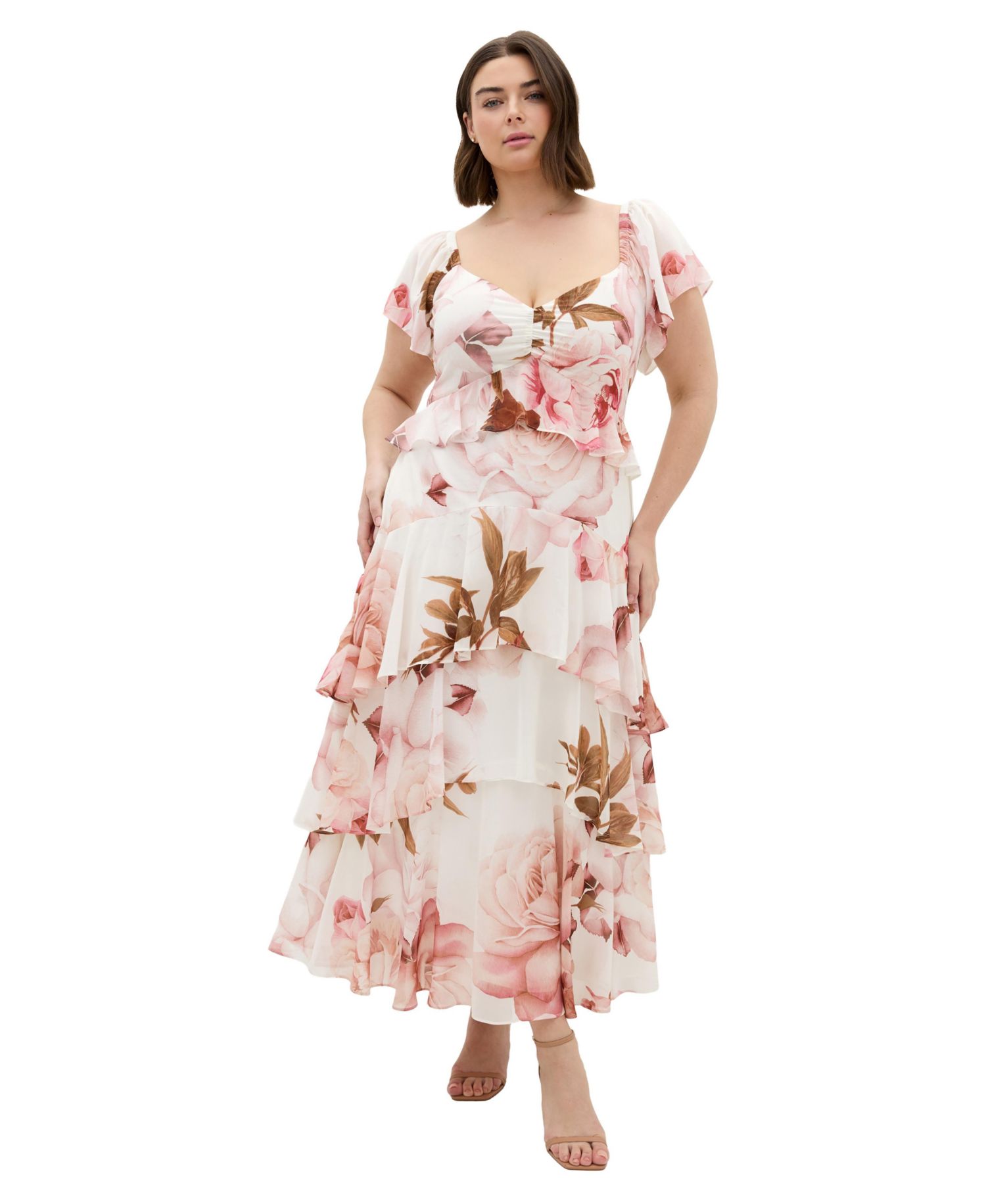 Plus Size Sienna Floral-Print Tiered Maxi Dress