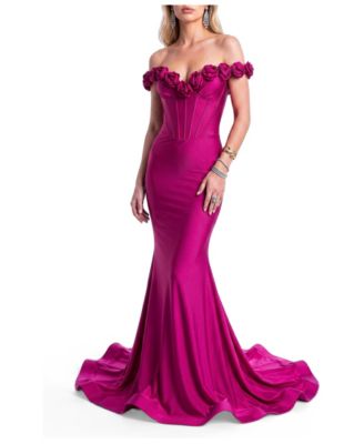 Women's Rosette Off-Shoulder Mermaid Gown