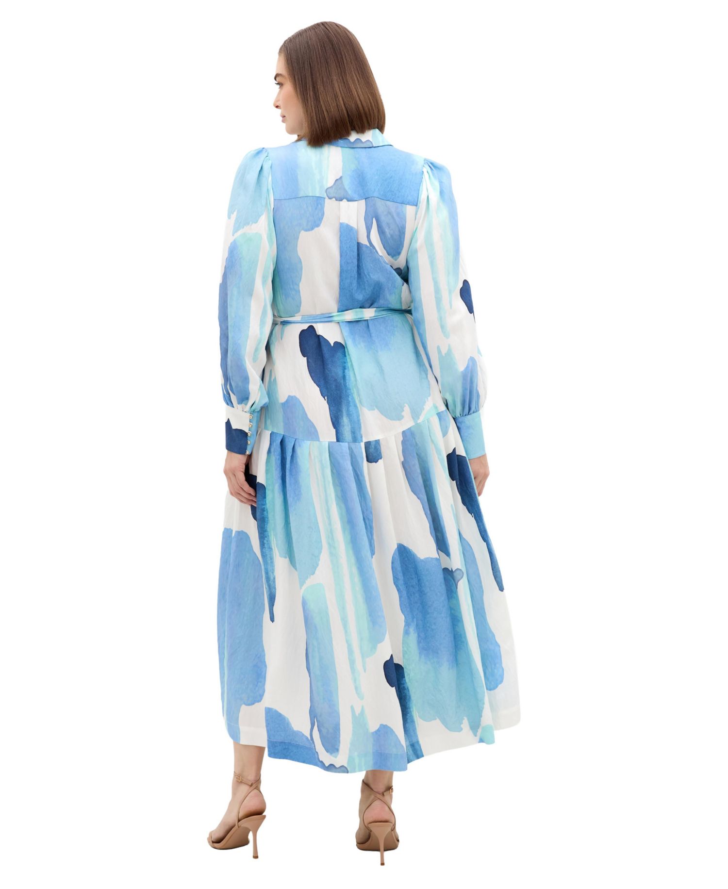 Plus Size Kinsley Print Maxi Drop-Waist Shirt Dress