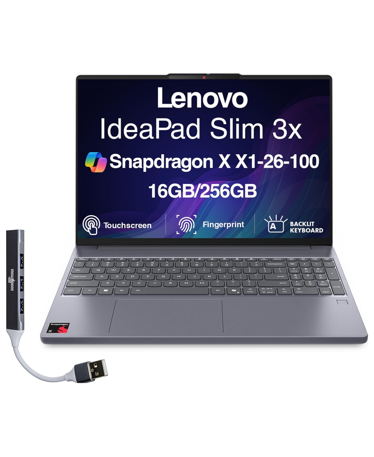Lenovo IdeaPad Slim 3x 15.3" Touchscreen Laptop - Luna grey