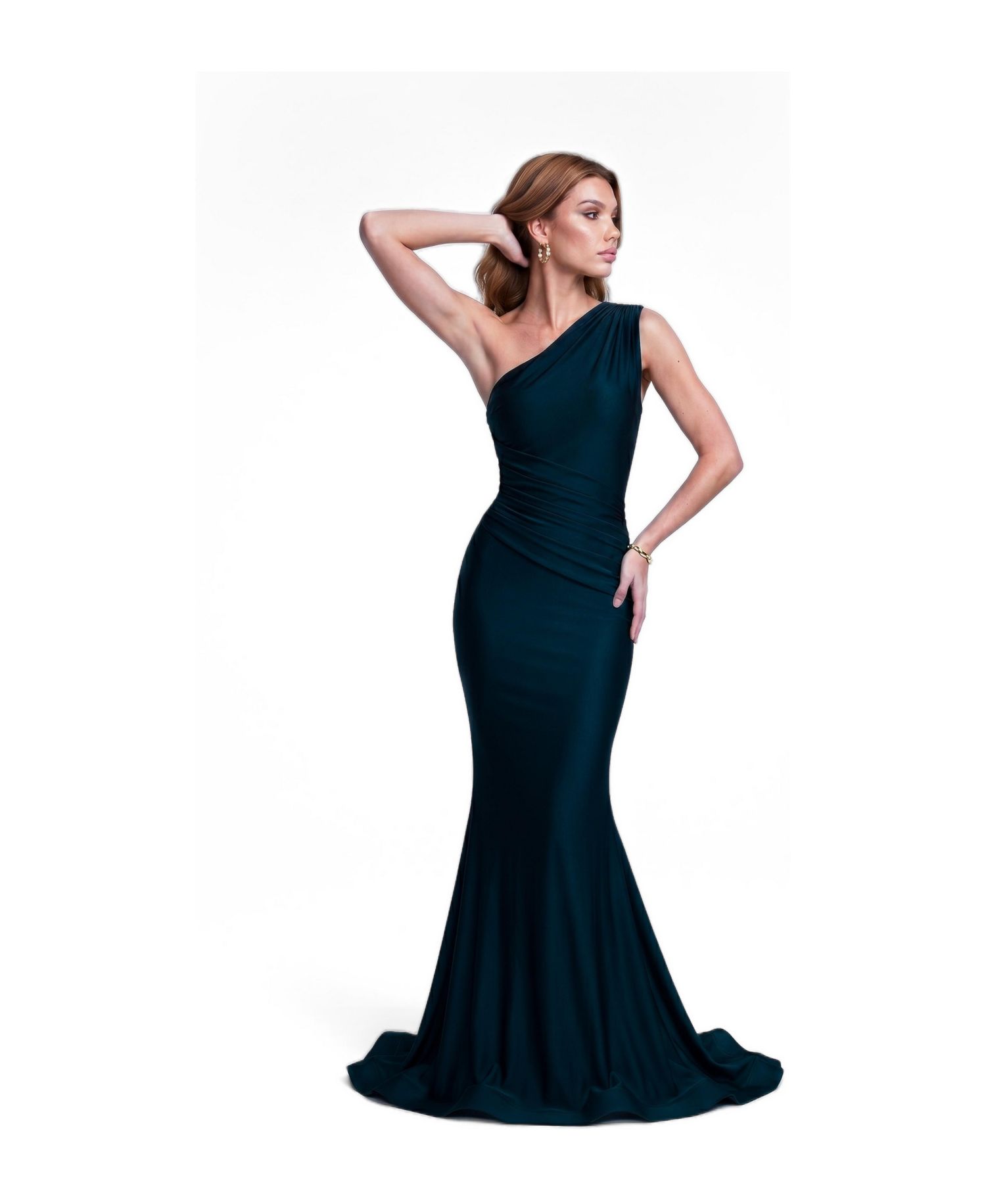 Women's One Shoulder Ruched Mermaid Evening Gown