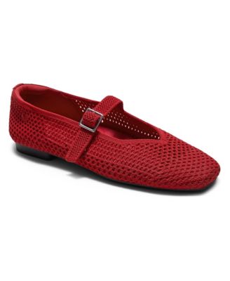 Margot Square-Toe Knit Adjustable-Strap Mary Jane Flats