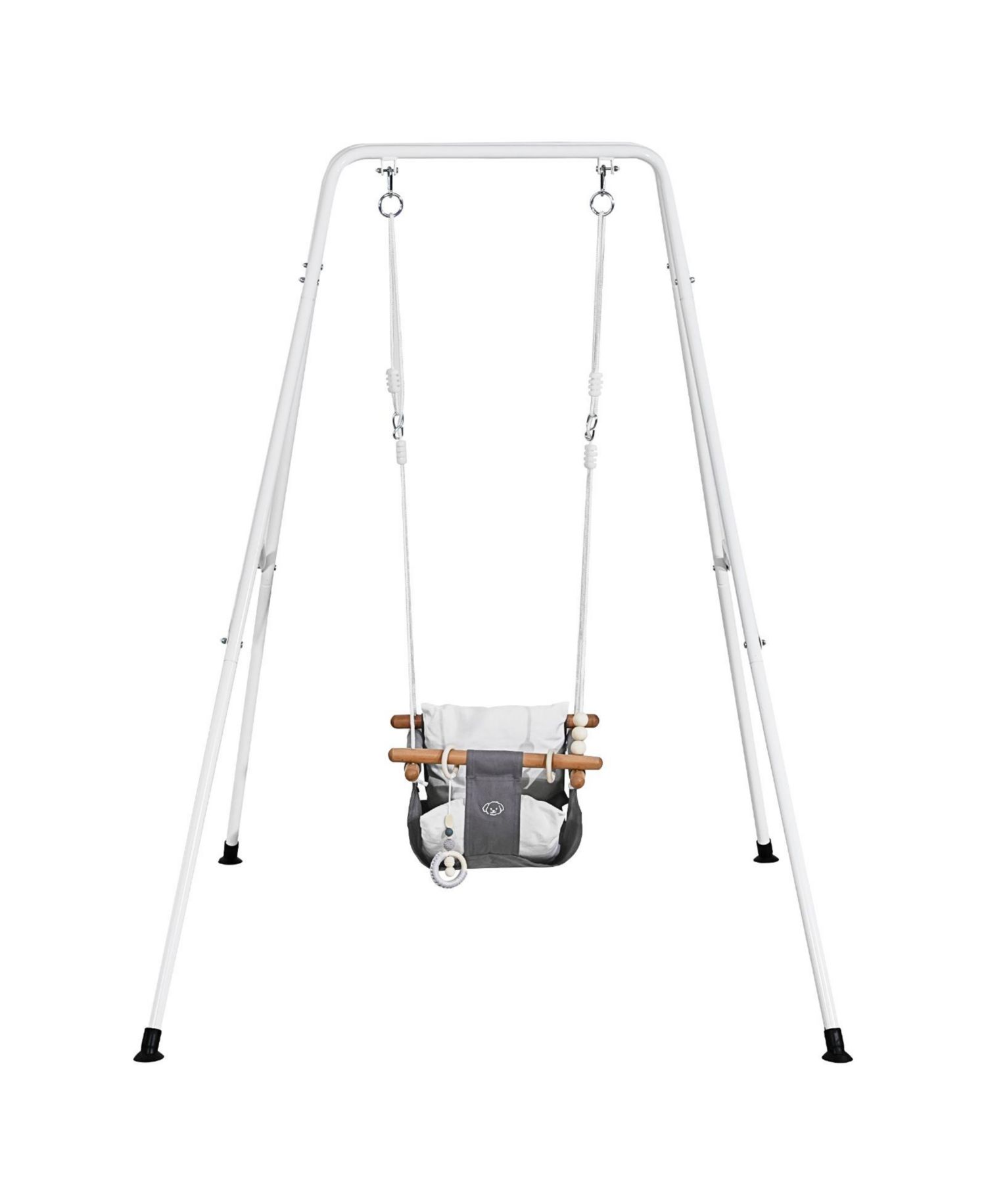 Toddler Swing and Jumper, 2-in-1 Baby Swing Set and Bouncer with Foldable A-Frame Metal Stand, Canvas Seat and 50 lb Capacity