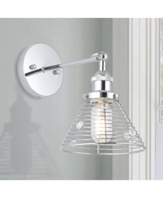 10-inch 1-Light Chrome Swing Arm Wall Sconce with Crystal Shade