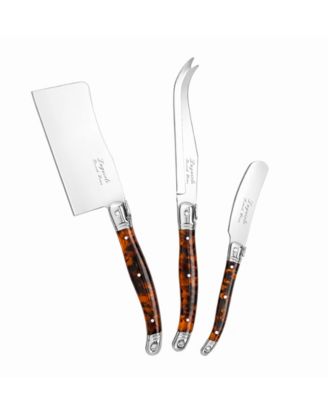 Laguiole 3-Piece Tortoise Shell Cheese Knife Set