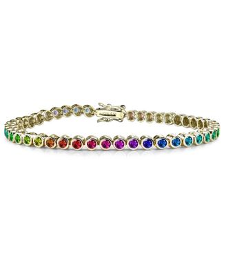 Cubic Zirconia Round Bezel 3mm Set Plating Options Bracelet
