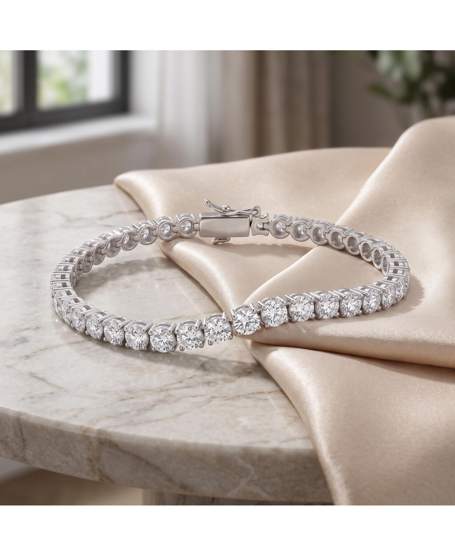 Modern White Gold Plated Radiant 5MM CZ Tennis Bracelet