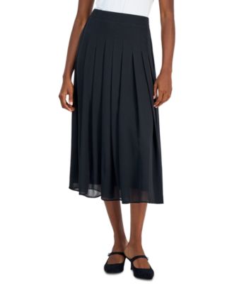 Petite Pull-On Pleat-Front Midi Skirt