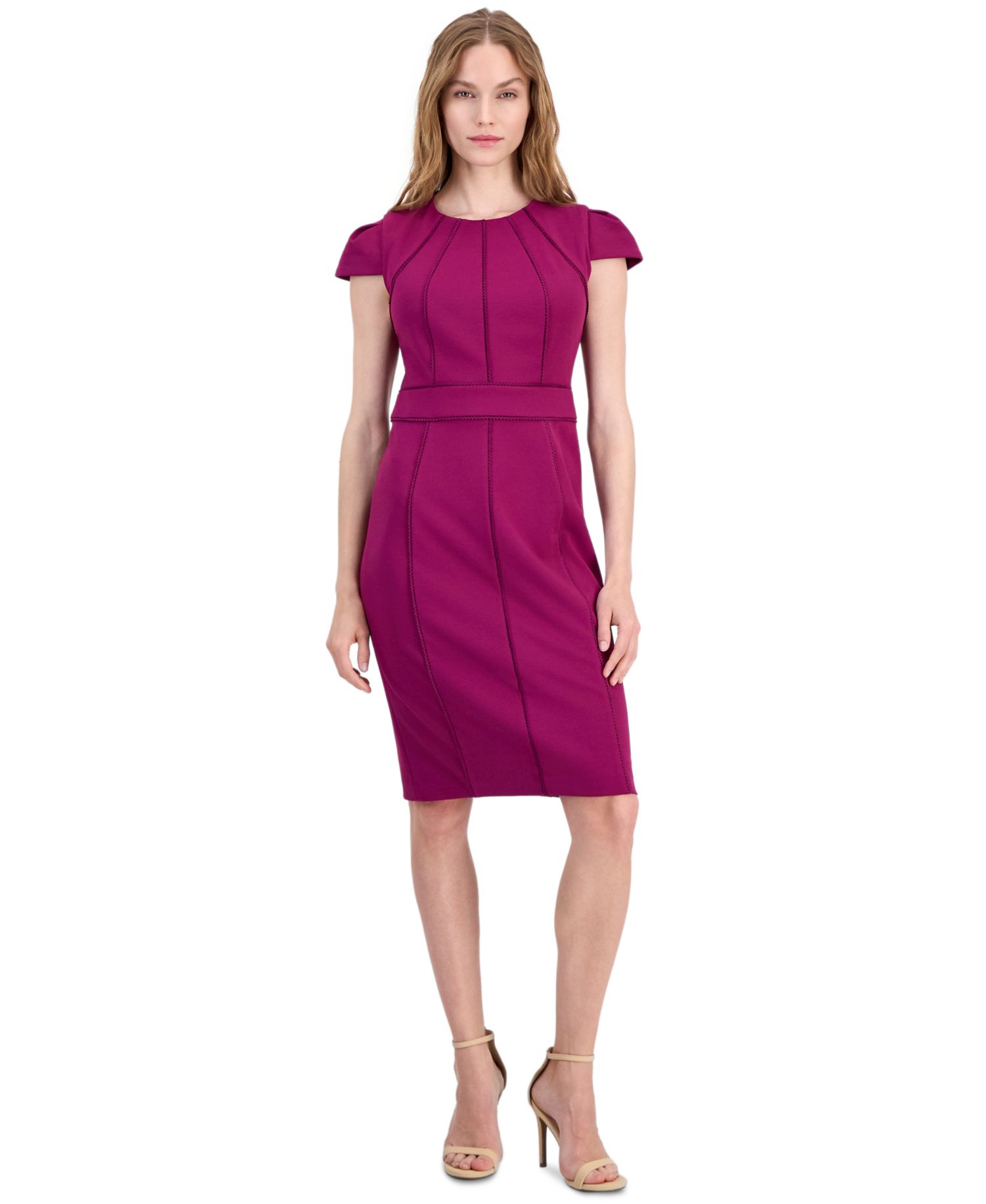 Petite Jewel Neck Sheath Dress
