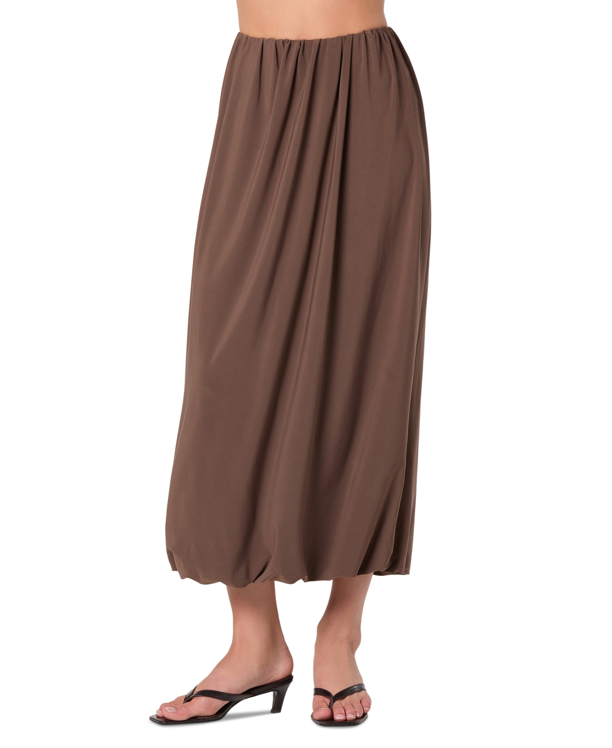 ASTR the Label | Savannah Bubble Hem Midi Skirt in Mushroom |  Size L