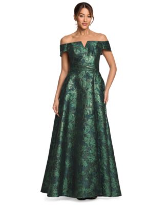 Women's Off-The-Shoulder Brocade Print Ball Gown