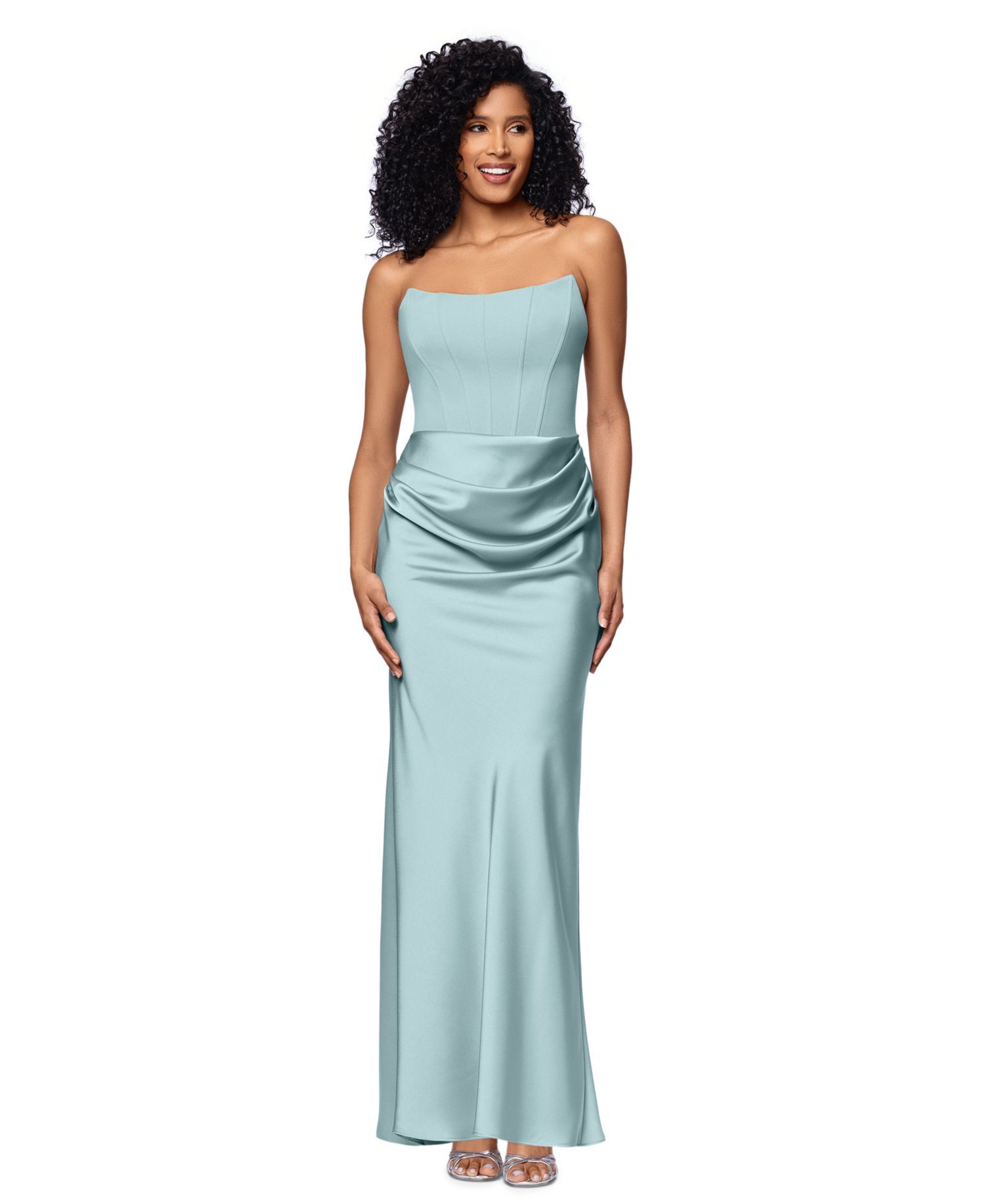 Women's Mixed-Media Strapless Corset Gown