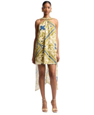 Women's Halter Scarf Print Swing Mini Dress