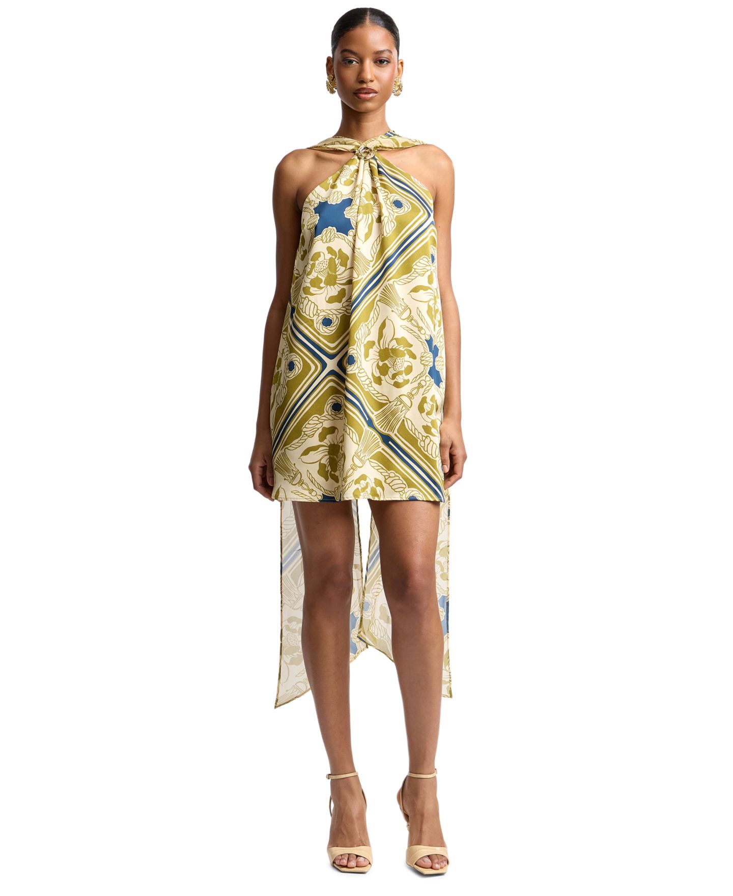 Женское платье Avec Les Filles Halter Scarf Print Swing Mini, цвет: Monaco Harbor — фото 1