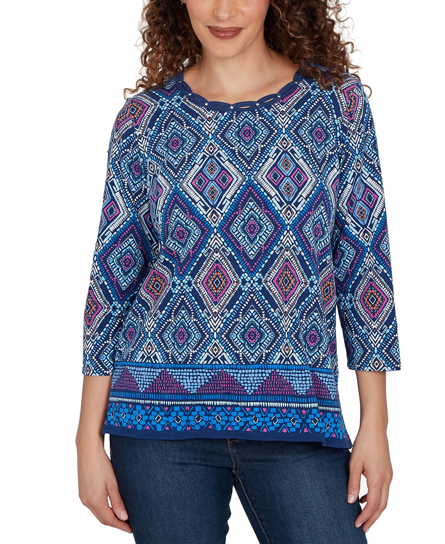 Petite Kaleidoscope Print Knit Top