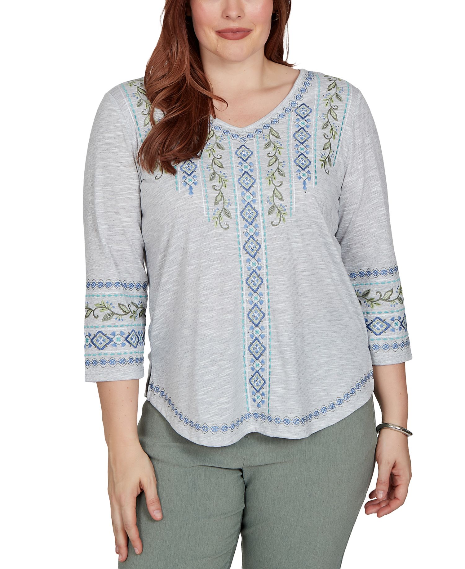 Women's Provence Center Diamond Embroidered Top