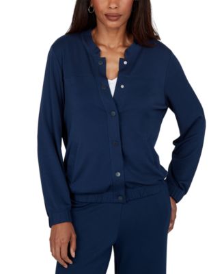 Petite Mandarin-Collar Bomber Jacket