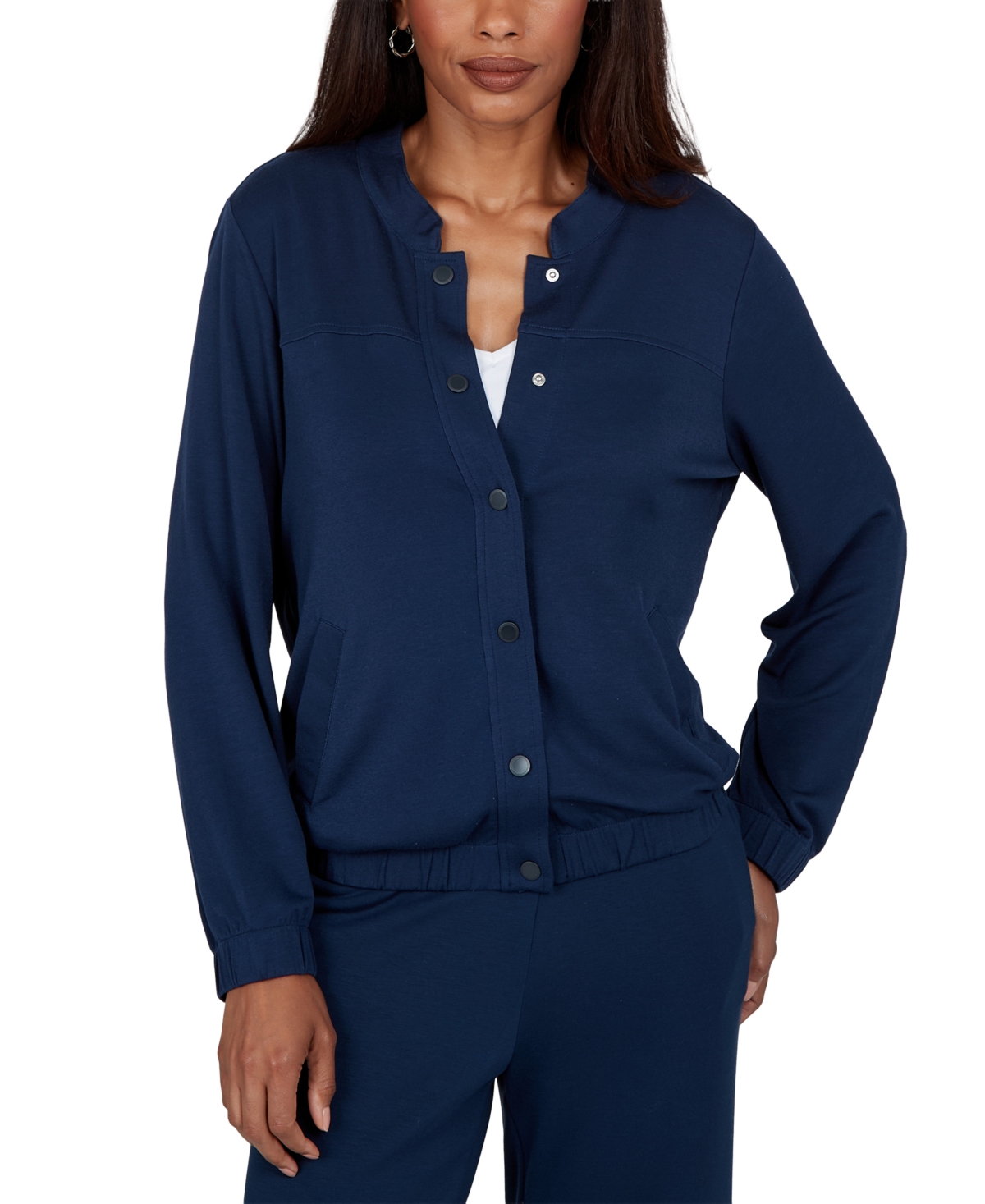 Alfred Dunner Petite Mandarin-Collar Bomber Jacket