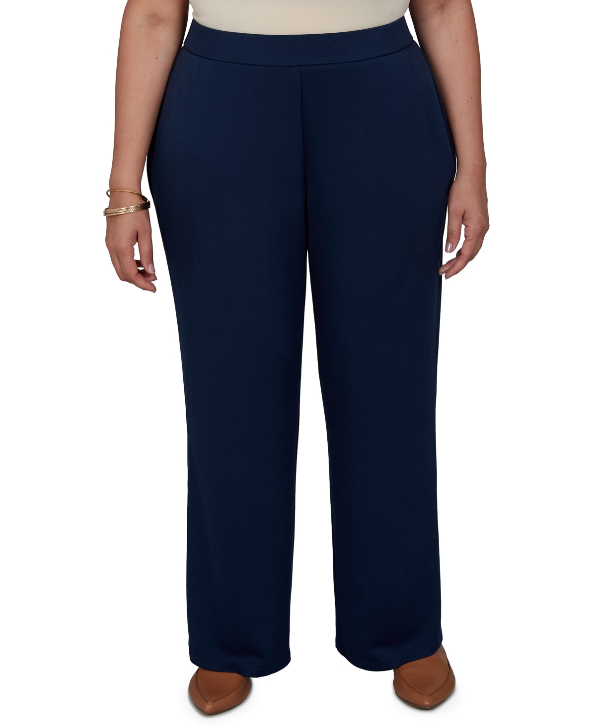 Alfred Dunner Plus Size Pull-On Wide-Leg Pants - Ink