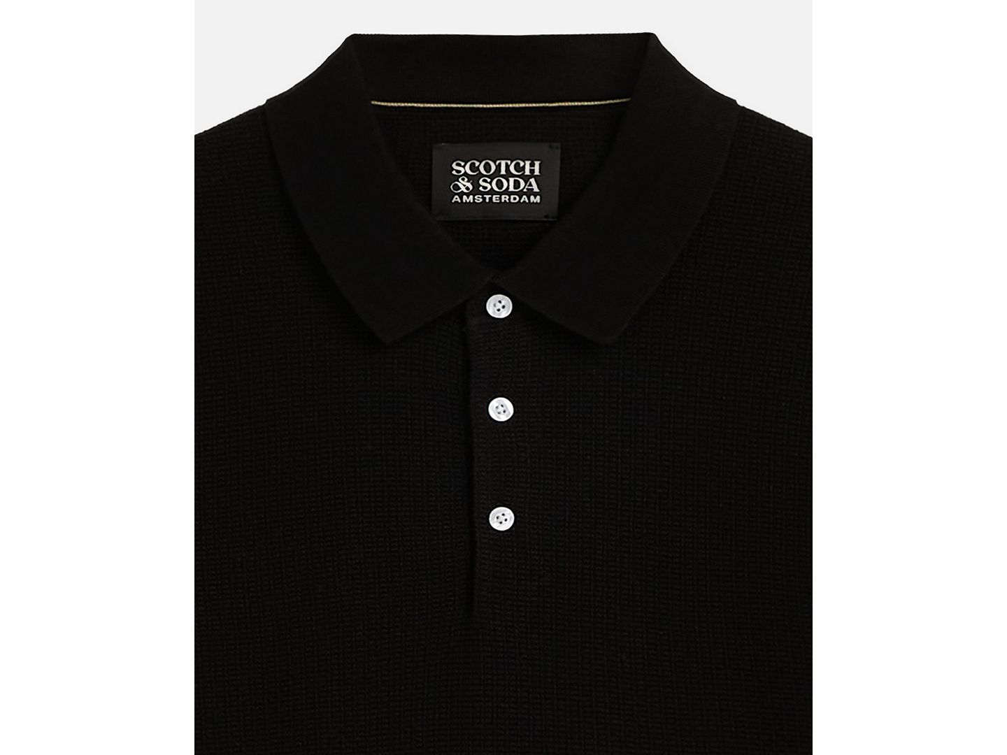 Мужское поло SCOTCH & SODA Structured Knitted Short-Sleeve Polo Shirt, цвет: Meteorite — фото 2