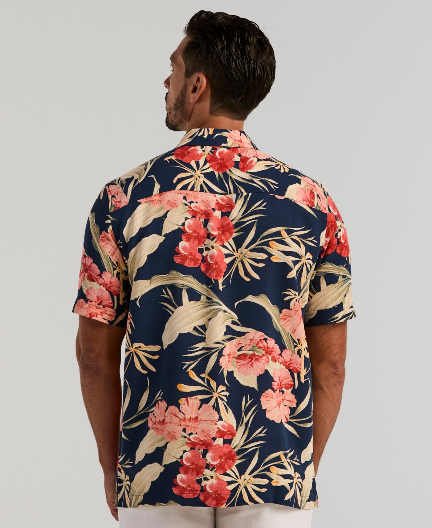 Men's Tropical Floral Print Button-Front Shirt