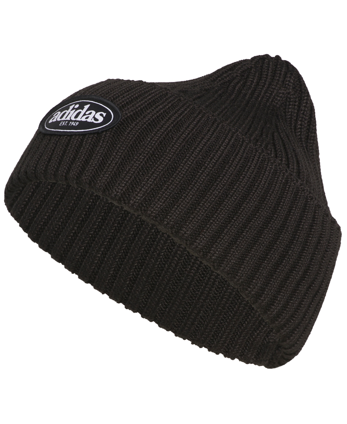 adidas Men's Stretch Fit Ribbed Roam Beanie - Black/White