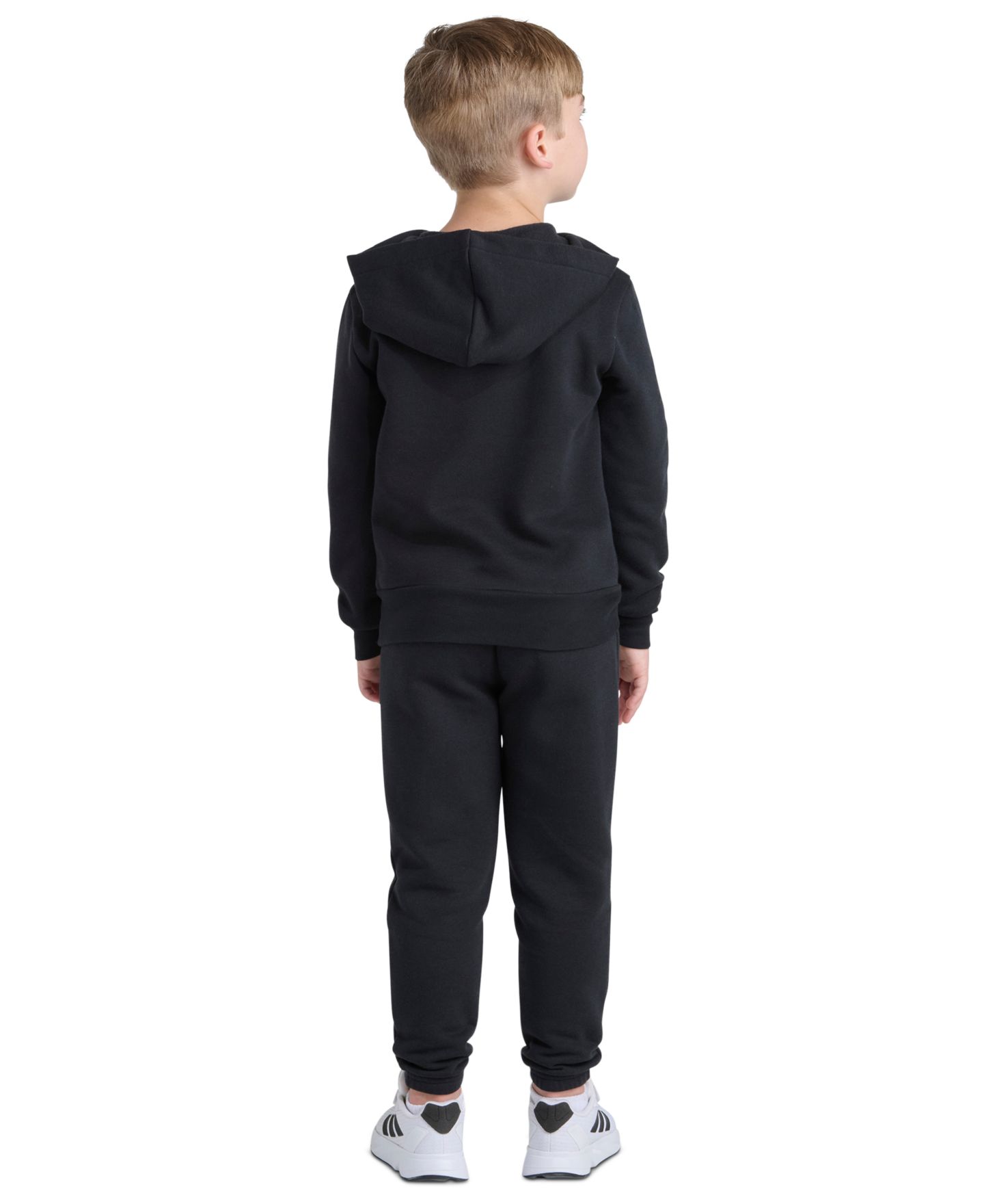 adidas Boys' 2T-7 Essential Long Sleeve Hoodie and Jogger Pants, 2-Piece Set, цвет: Чёрный — фото 5