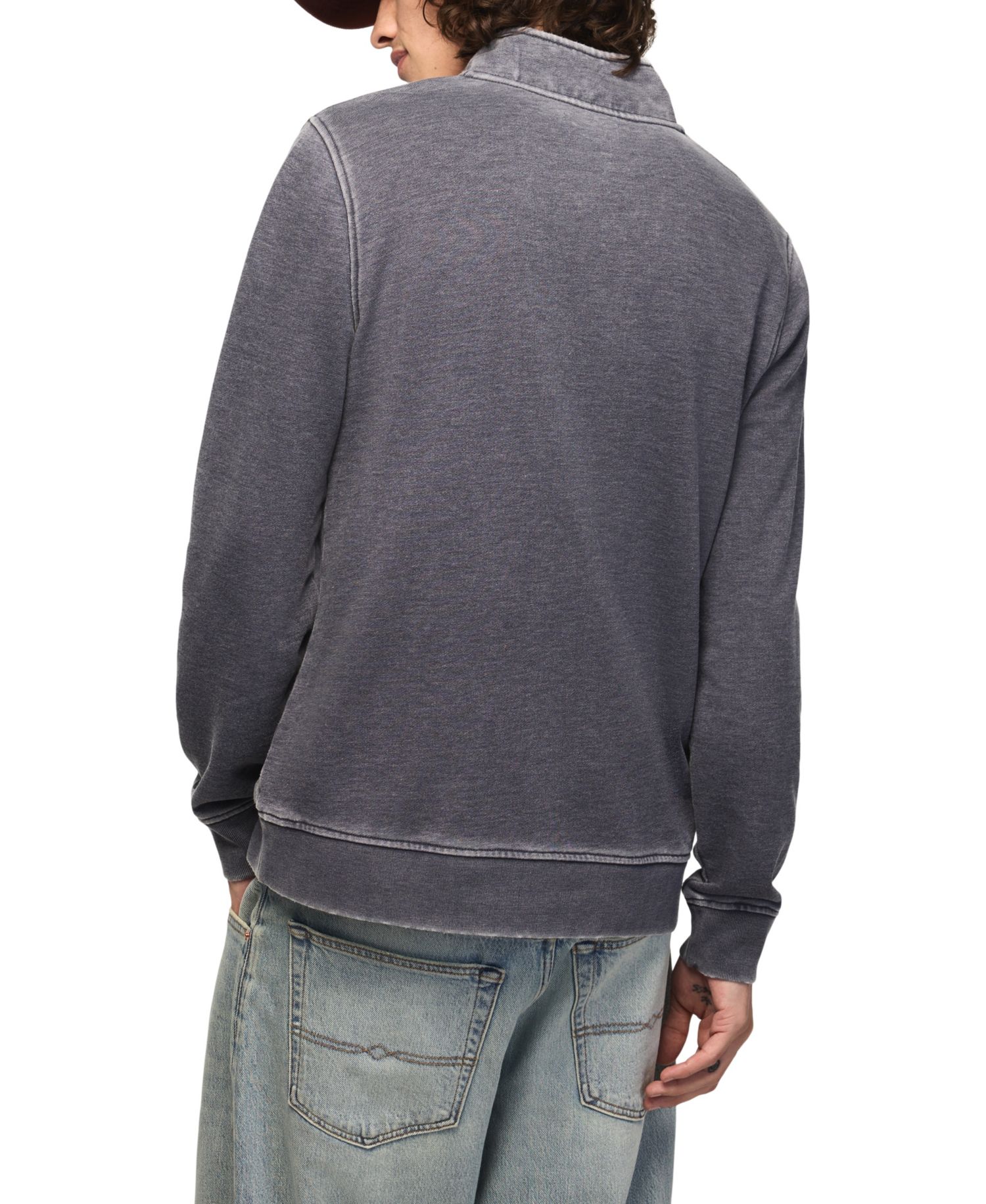 Men's Venice Burnout Mockneck French-Terry Quarter-Zip Fleece Sweatshirt