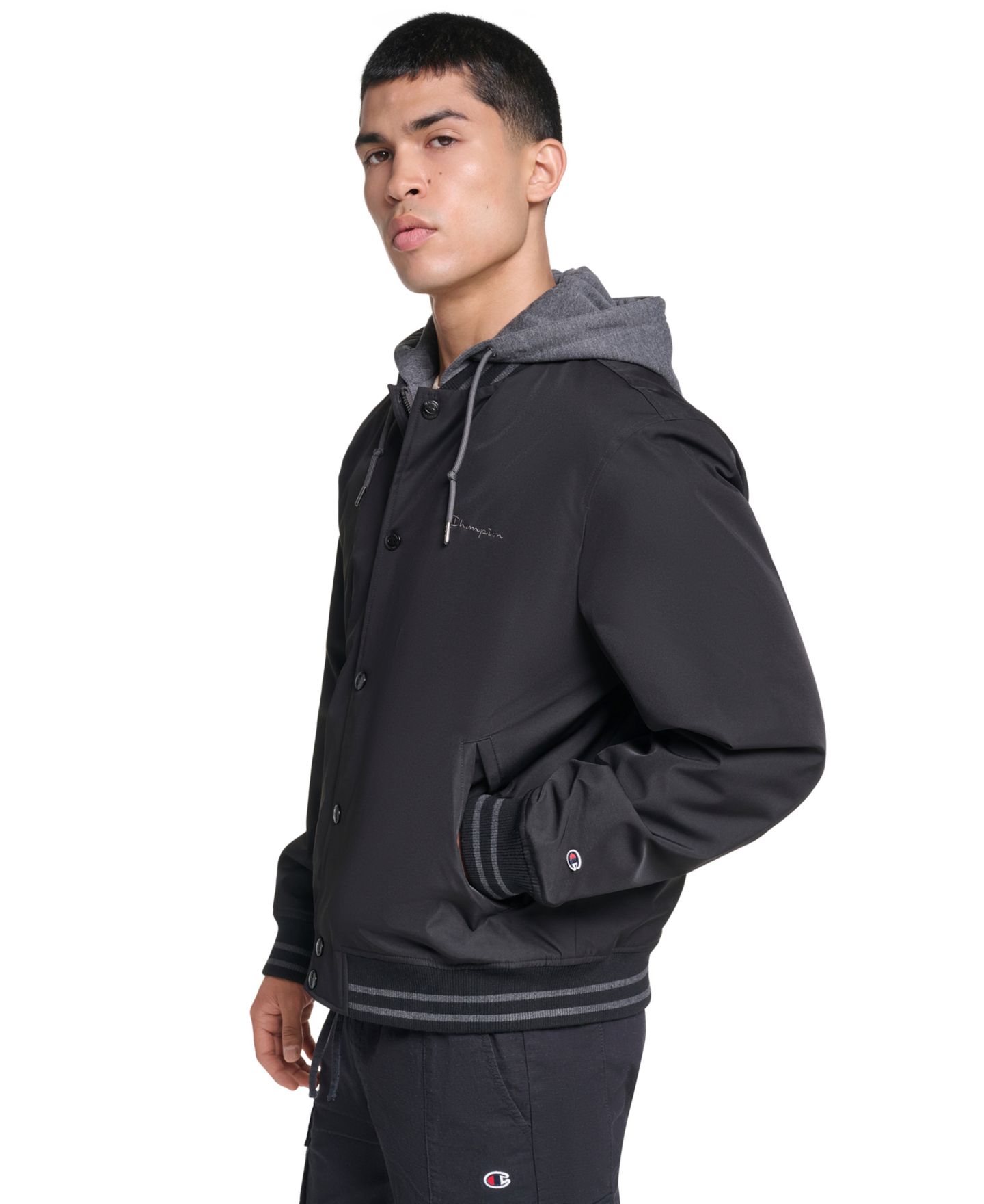 Мужская куртка Champion Hooded Varsity, цвет: Чёрный — фото 5
