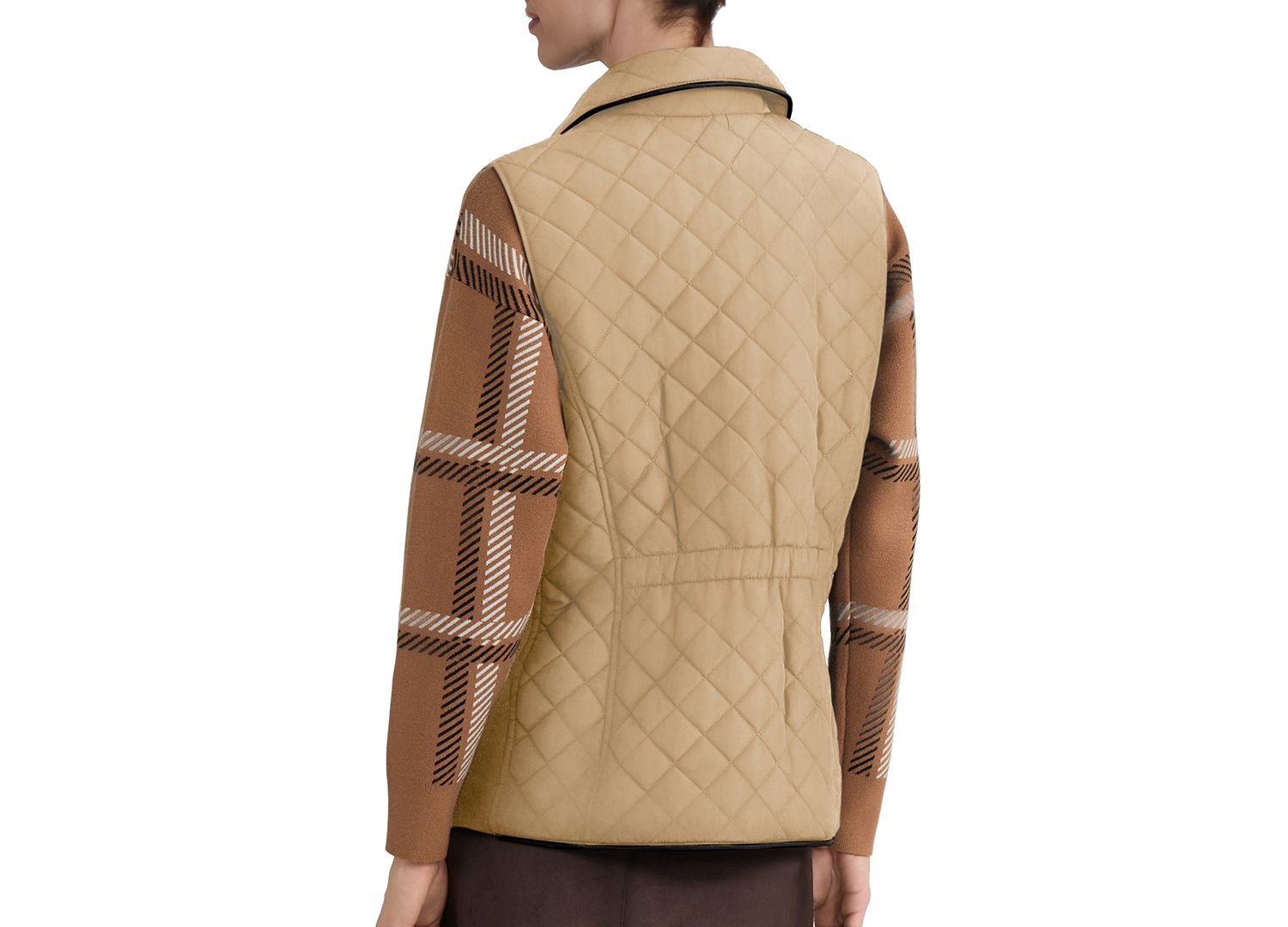 Women's Quilted Faux Leather Piping Vest