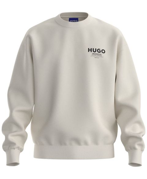 Мужская толстовка Hugo Boss Nespon French-Terry Crewneck Logo Print, цвет: Белый