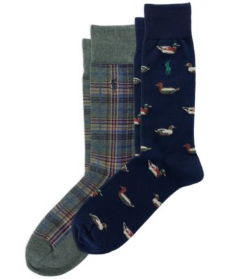 Men's Knit In Critters/Plaid Crew Socks, 2-Pack