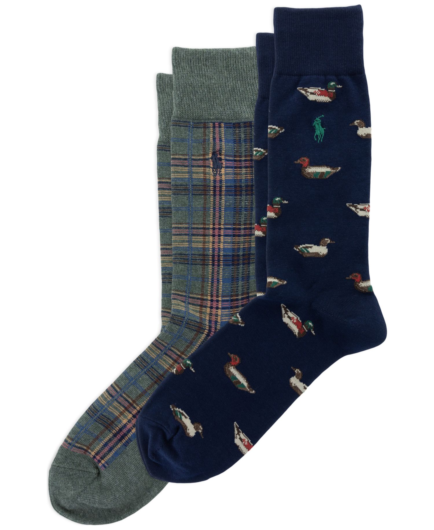 Men's Knit In Critters/Plaid Crew Socks, 2-Pack