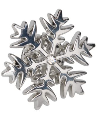 Men's Crystal Silver-Tone Snowflake Pin