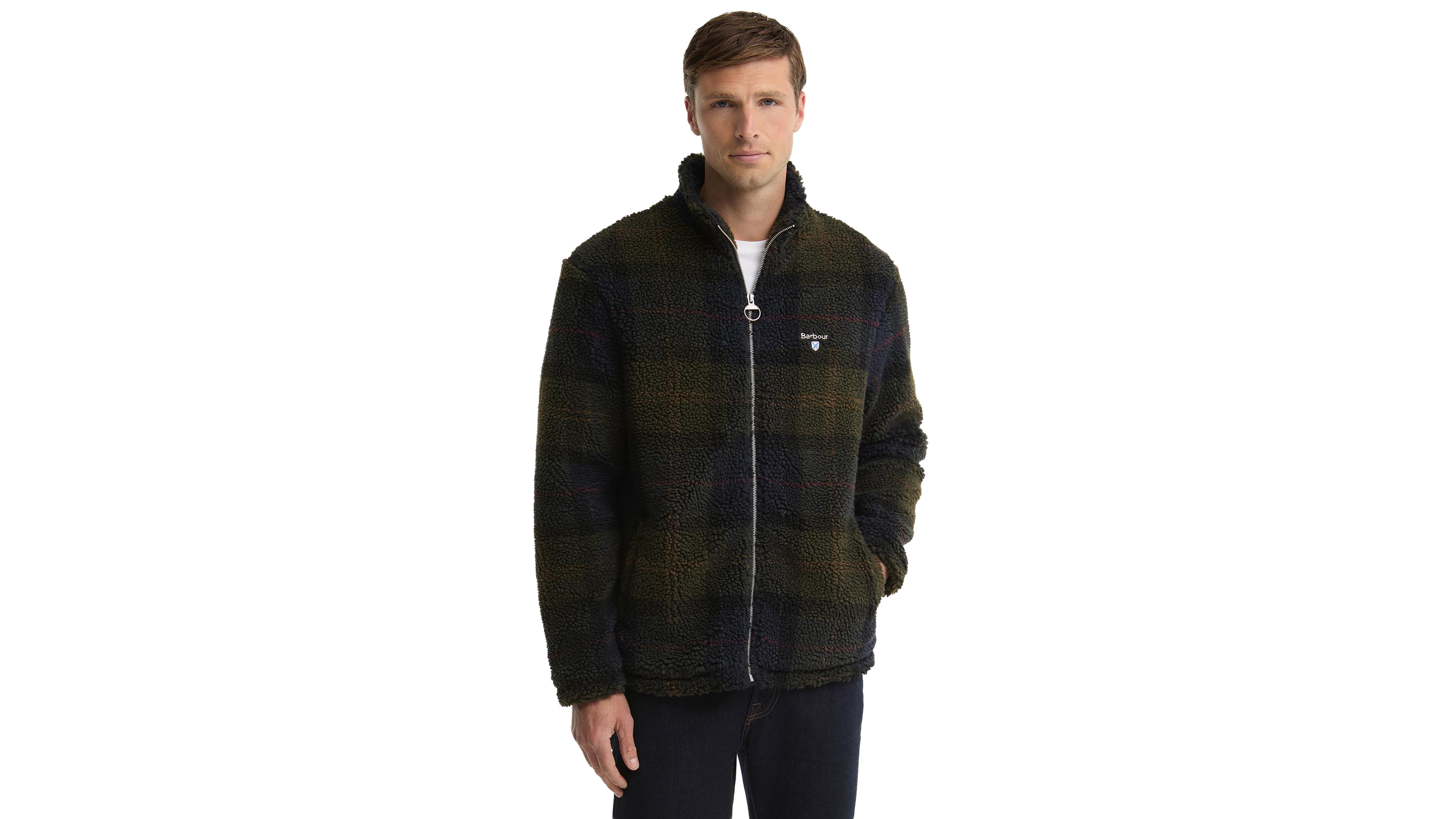 Barbour Men's Tartan Fleece Sherpa Full-Zip Jacket