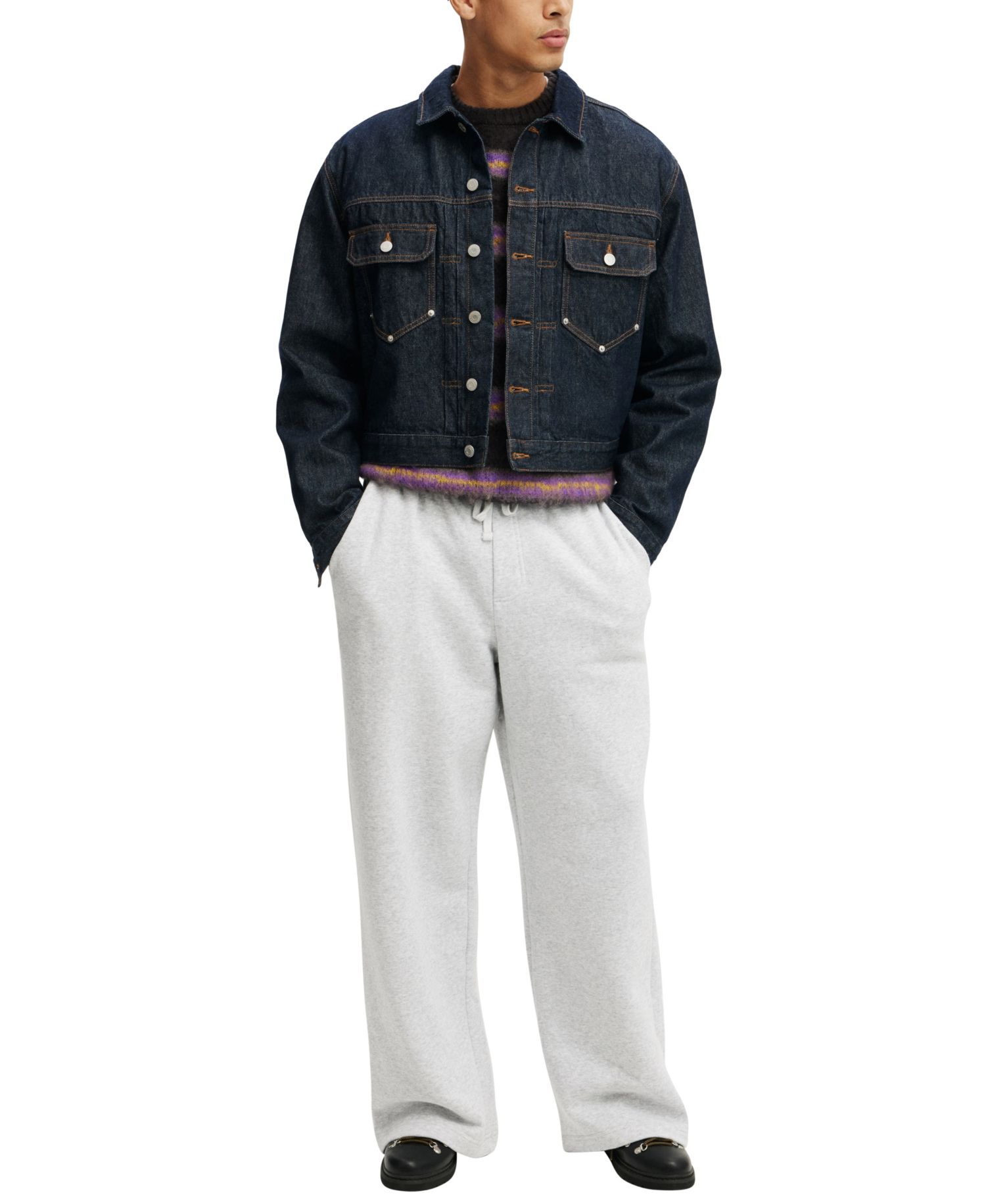 Men's Type 2 Modern-Fit Cropped Denim Jacket