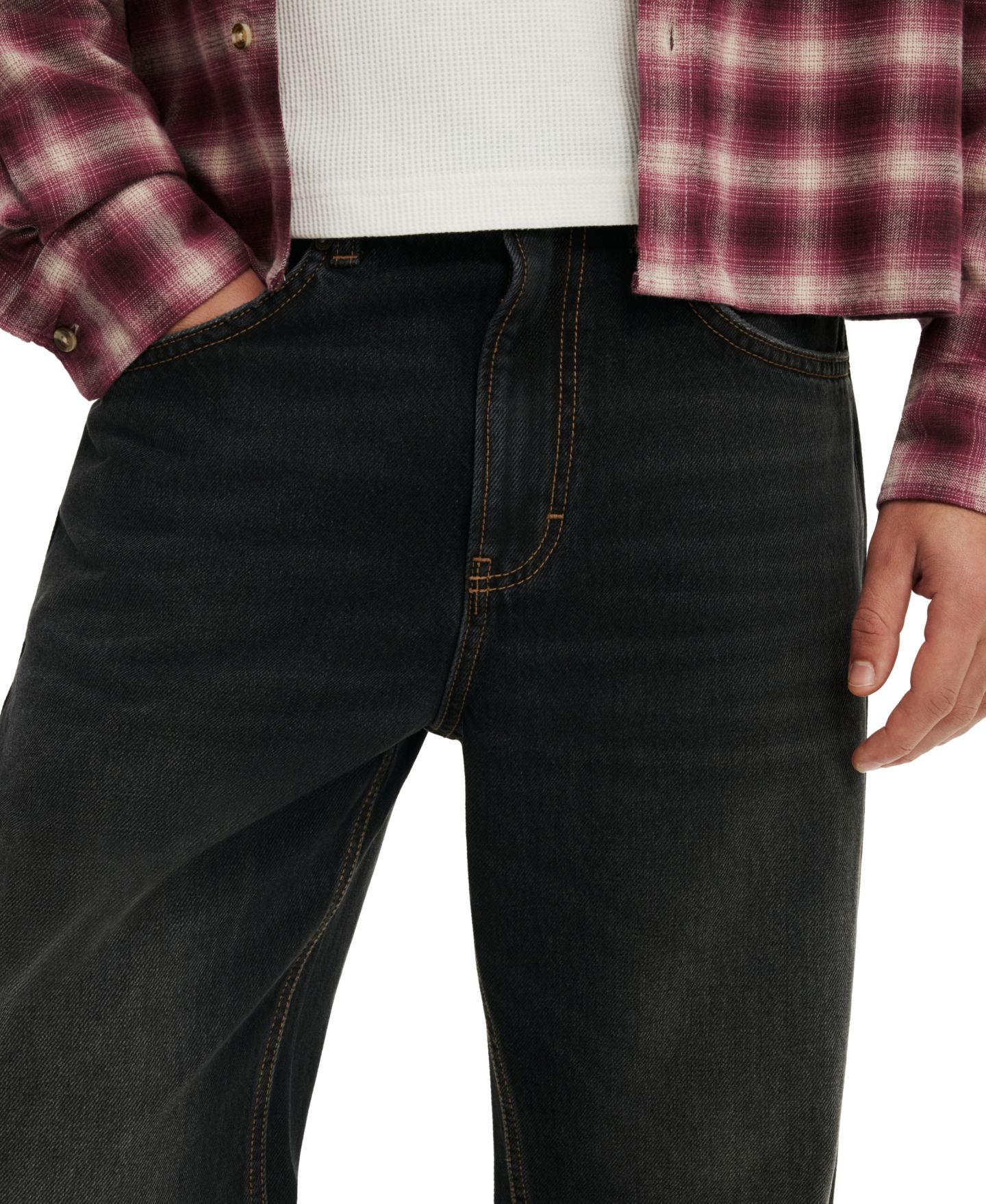 Мужские джинсы COTTON ON Baggy Bootcut Jean Rigid, цвет: Потёртый чёрный — фото 3