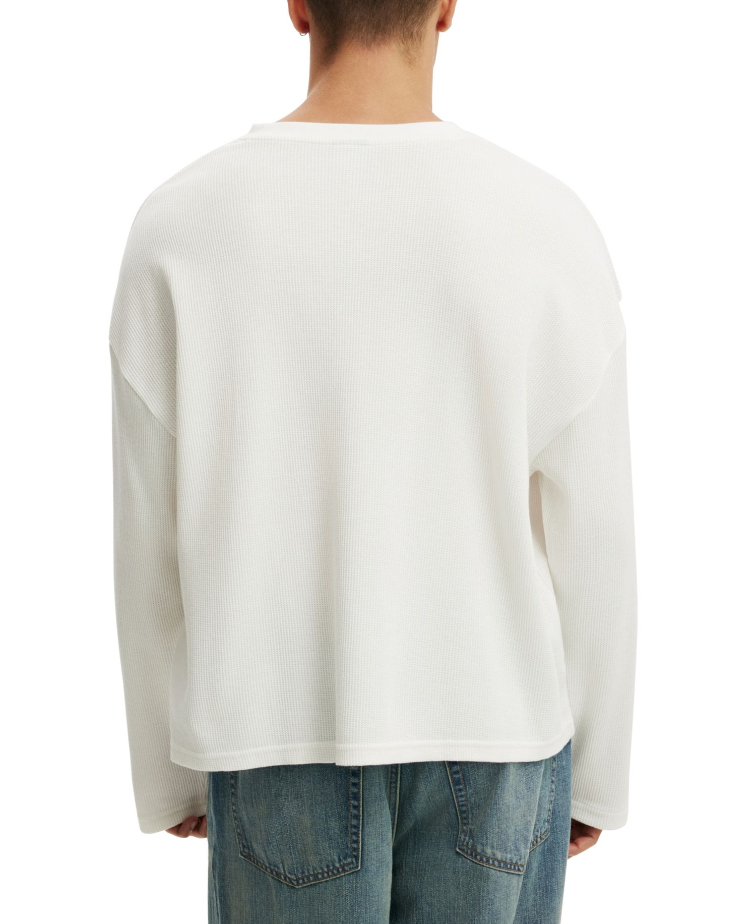 Men's Long-Sleeve Waffle-Knit Henley