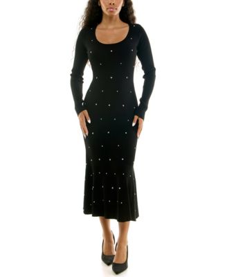 Juniors' Long-Sleeve Scoop-Neck Mermaid Midi Sweater Dress