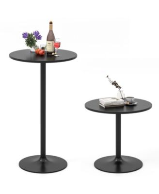 24 in Modern Round Cocktail Table with Metal Base and MDF Top-Set of 2
