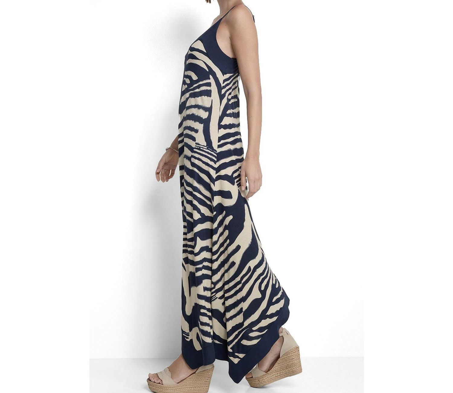 Women's Color-Block Deep V-Neckline Animal-Print Midi Dress