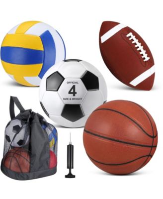 Back to School Sports Balls Set with Pump and Carry Bag