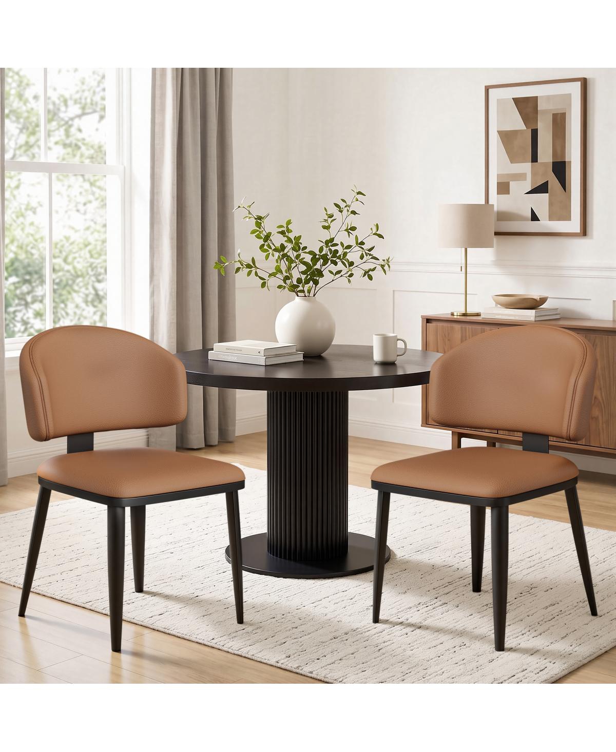 Streamdale Furniture Set of 2 Modern Faux Leather Dining Chairs