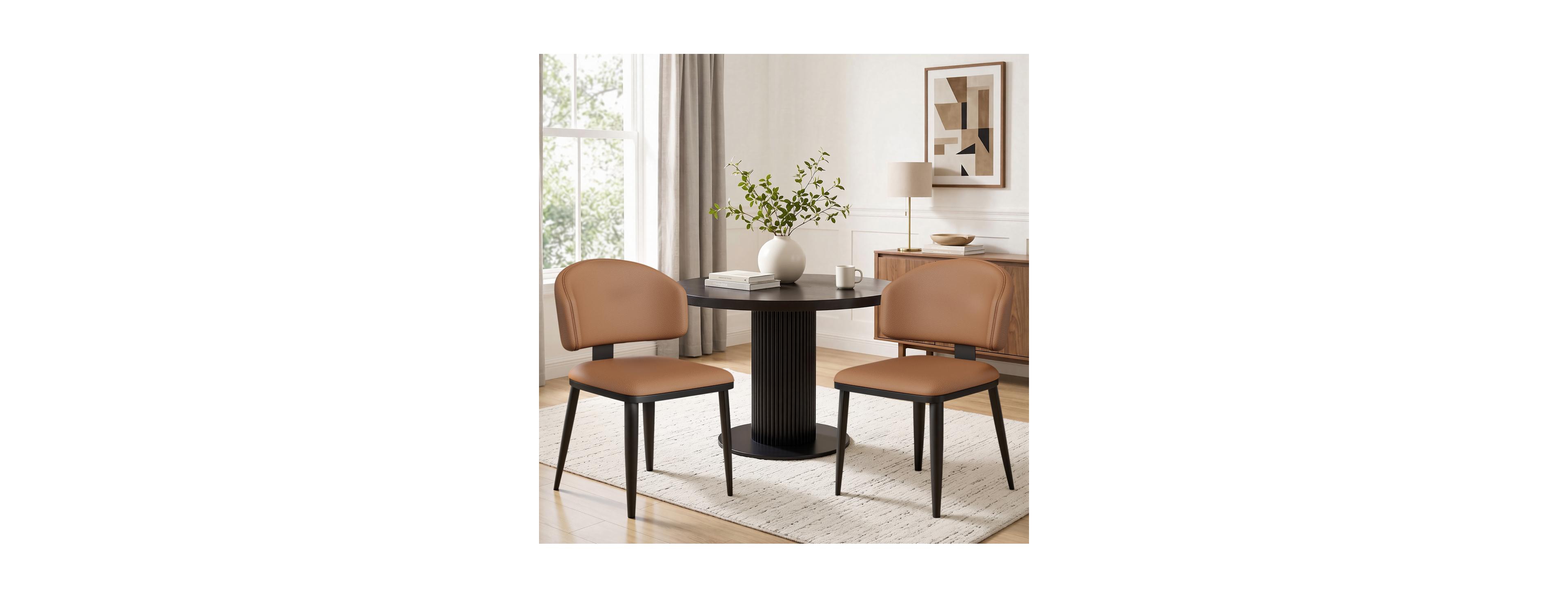 Streamdale Furniture Set of 2 Modern Faux Leather Dining Chairs