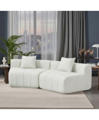 Chenille Semi Circular Sofa Sectional, Curved Symmetrical Modular Couch with 2 Pillows for Living Room, Office, No Assembly Required